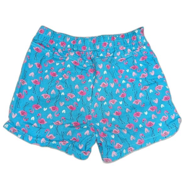 Kids Headquarters Girls Blue Shorts with Pink Flamingo and Heart Print Size 6 - Picture 2 of 6